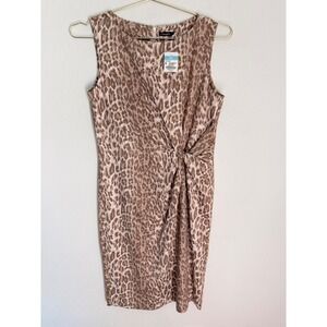 J.McLaughlin Lynda Faux Suede Leopard Print Knot Front Sleeveless Dress Sz S NEW